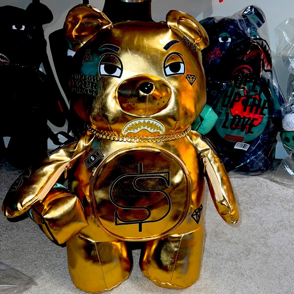 Sprayground GOLD Teddy Bear Backpack